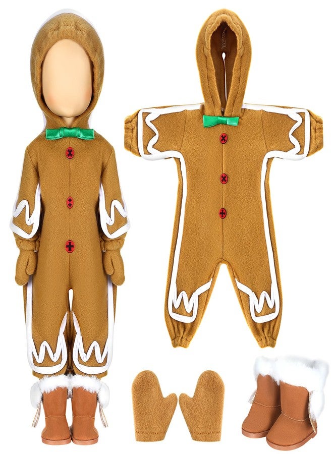 Fourluoo 1 Sets Christmas Doll Clothes 18 Inch Gingerbread Man for 18 Inch Doll Costume Outfits Accessories Xmas Gifts(Khaki) - Image 1